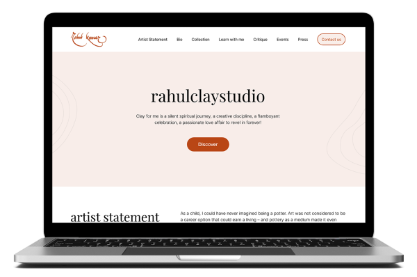 Website design for ceramic artist Rahul Kumar
